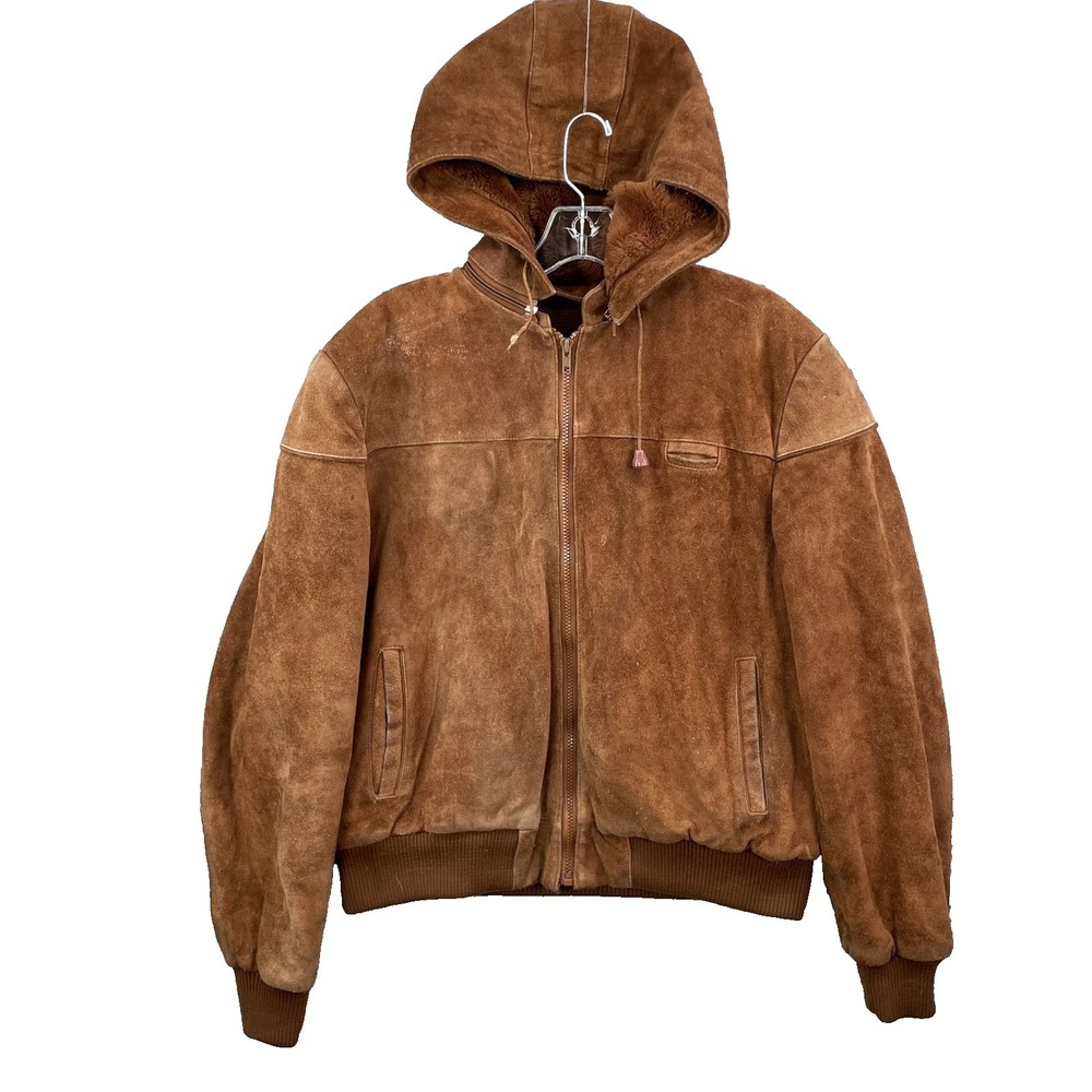 VTG Wilsons Suede Bomber Jacket Women's 40 Heavy Sherpa Lined Workwear 70s Retro